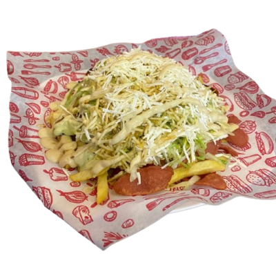 Salchipapa Cuatro Carnes